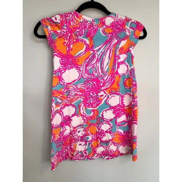 Lilly Pulitzer Girls Dress Size M (6-7) Colorful Floral Print Gold Button Detail - Picture 3 of 8